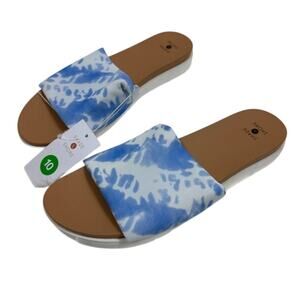 NWT Shade and Shore Kassidy Platform Slides Womens 10 Blue Tie Dye Coastal Beach
